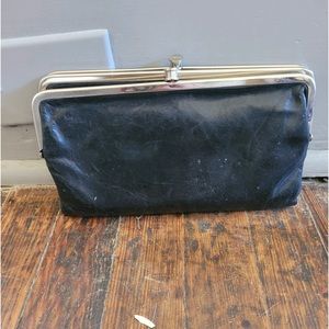 Vintage HOBO L78137 Womens black Rachel Leather Frame Wallet 8x1.5x4.5 in
